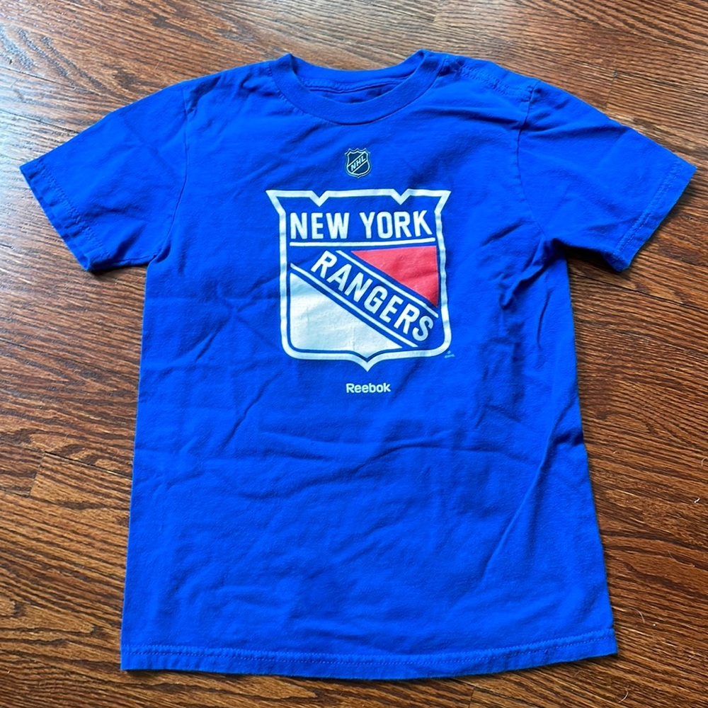 Rangers Short Sleeve Shirt Size Youth Small Royal Blue with Ranger logo on front